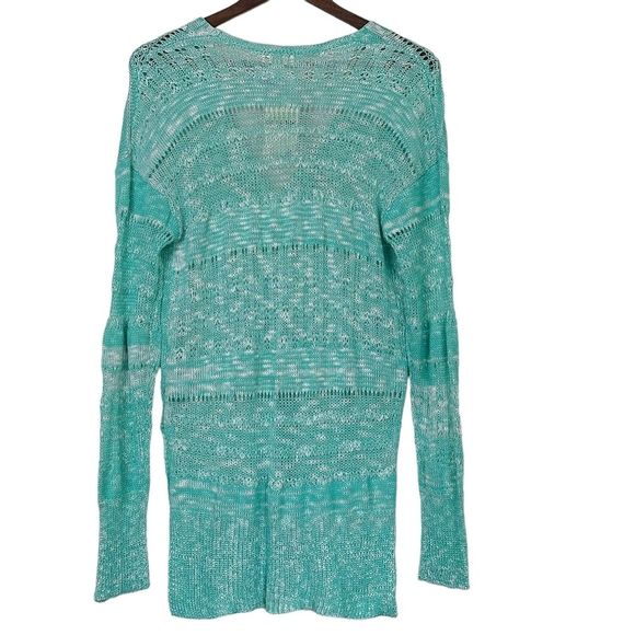 EE:SOME Womens Knit Cardigan Sweater Top Shirt Green White Button Down Size M L - Picture 6 of 12